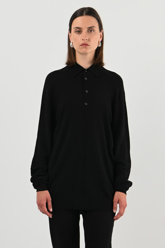 Mugler – Polo noir en laine