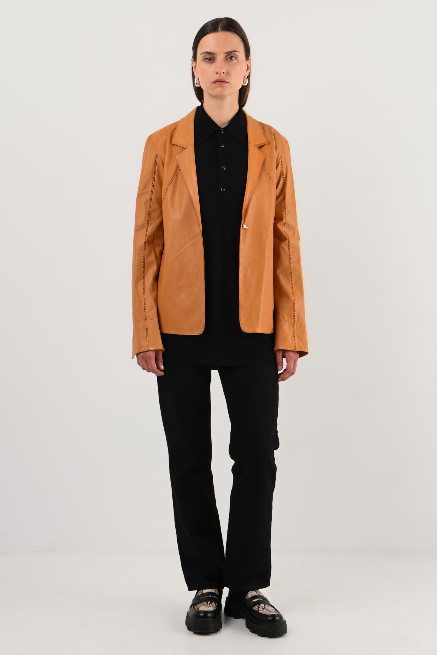 Fendi – Veste en cuir camel