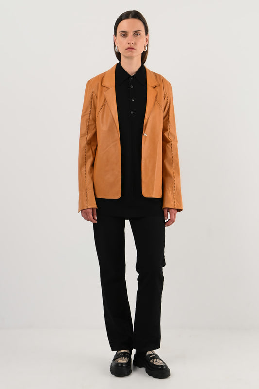 Fendi – Veste en cuir camel