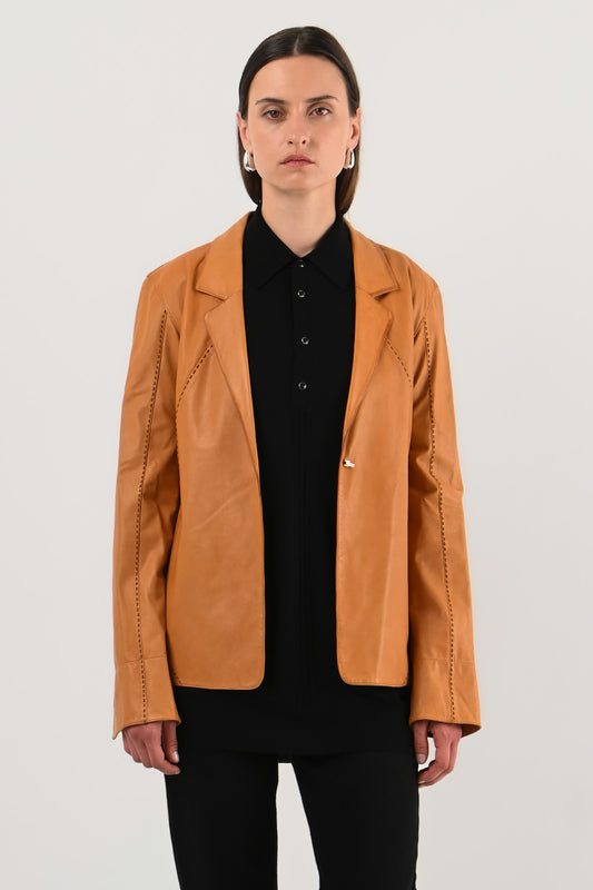 Fendi – Veste en cuir camel