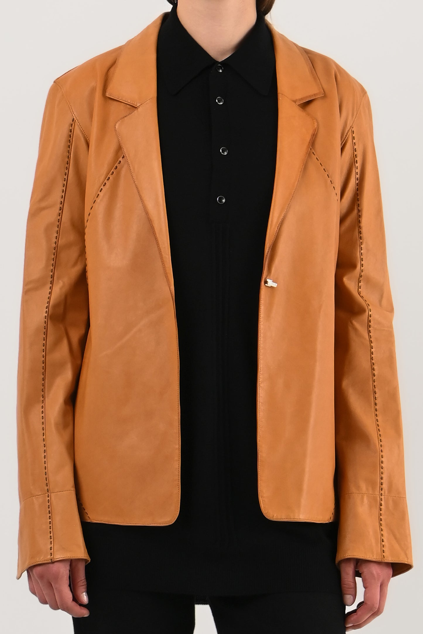 Fendi – Veste en cuir camel