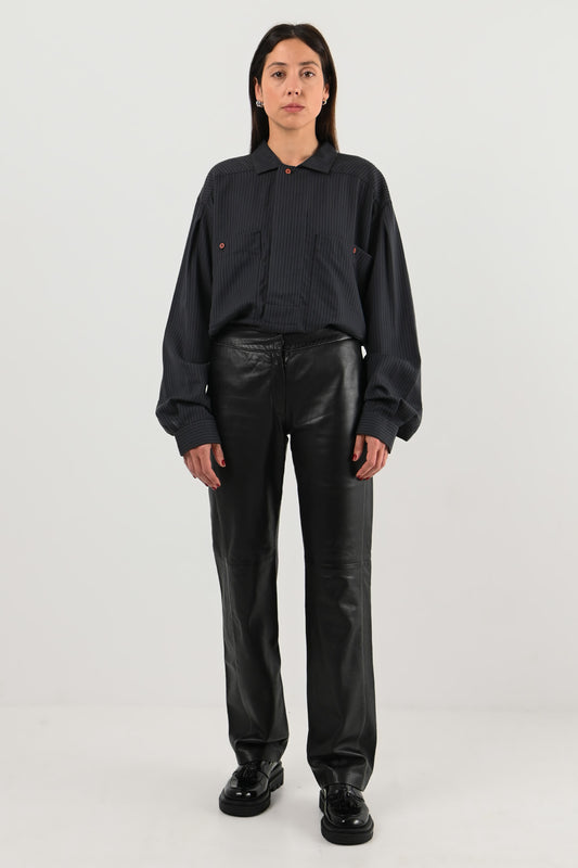 Kenzo Jungle – Pantalon en cuir noir