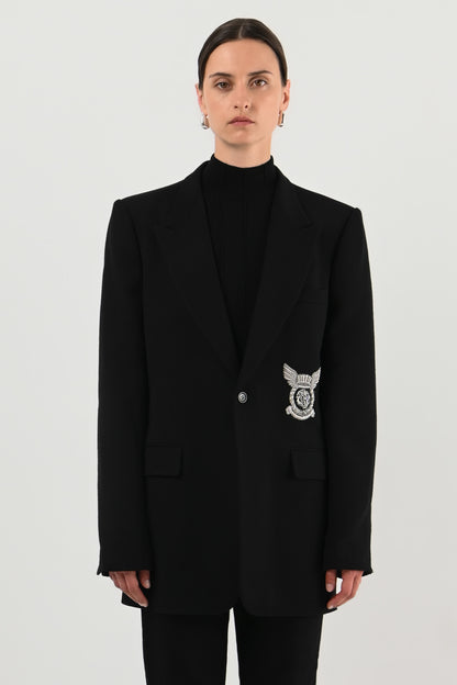 Balmain – Blazer noir à écusson