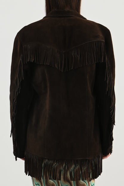 Vintage - Veste en daim marron à franges