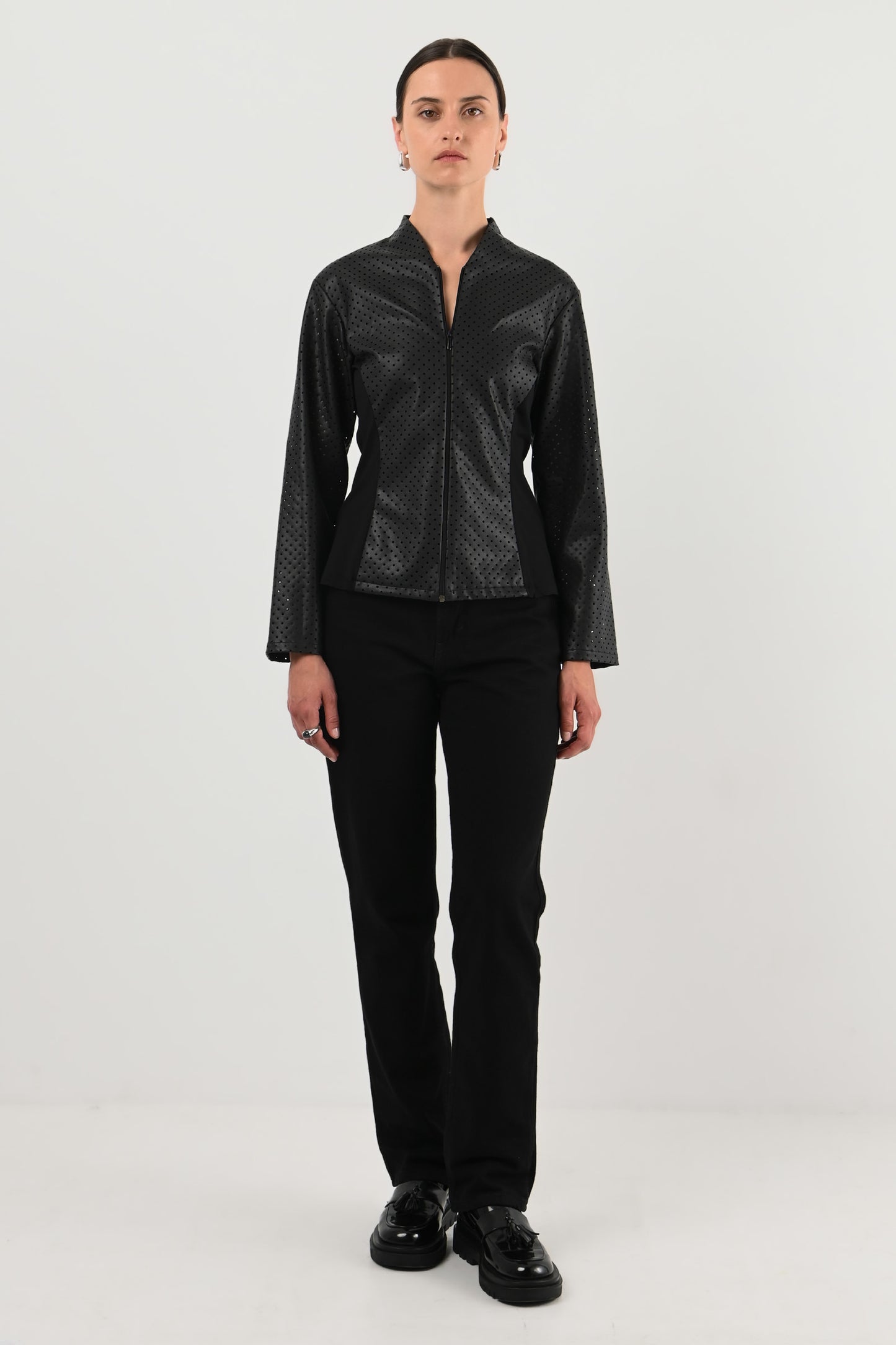 Anne Fontaine – Veste en cuir synthétique perforé