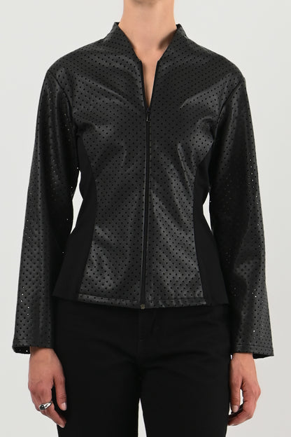 Anne Fontaine – Veste en cuir synthétique perforé