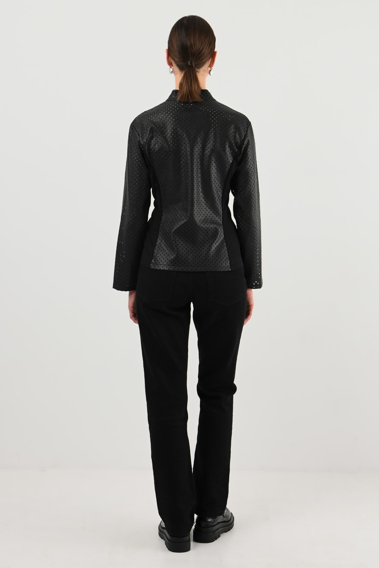 Anne Fontaine – Veste en cuir synthétique perforé