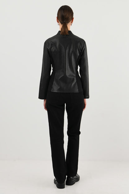 Anne Fontaine – Veste en cuir synthétique perforé