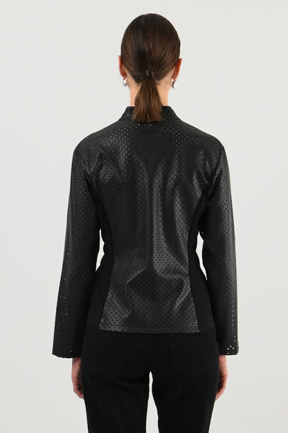 Anne Fontaine – Veste en cuir synthétique perforé