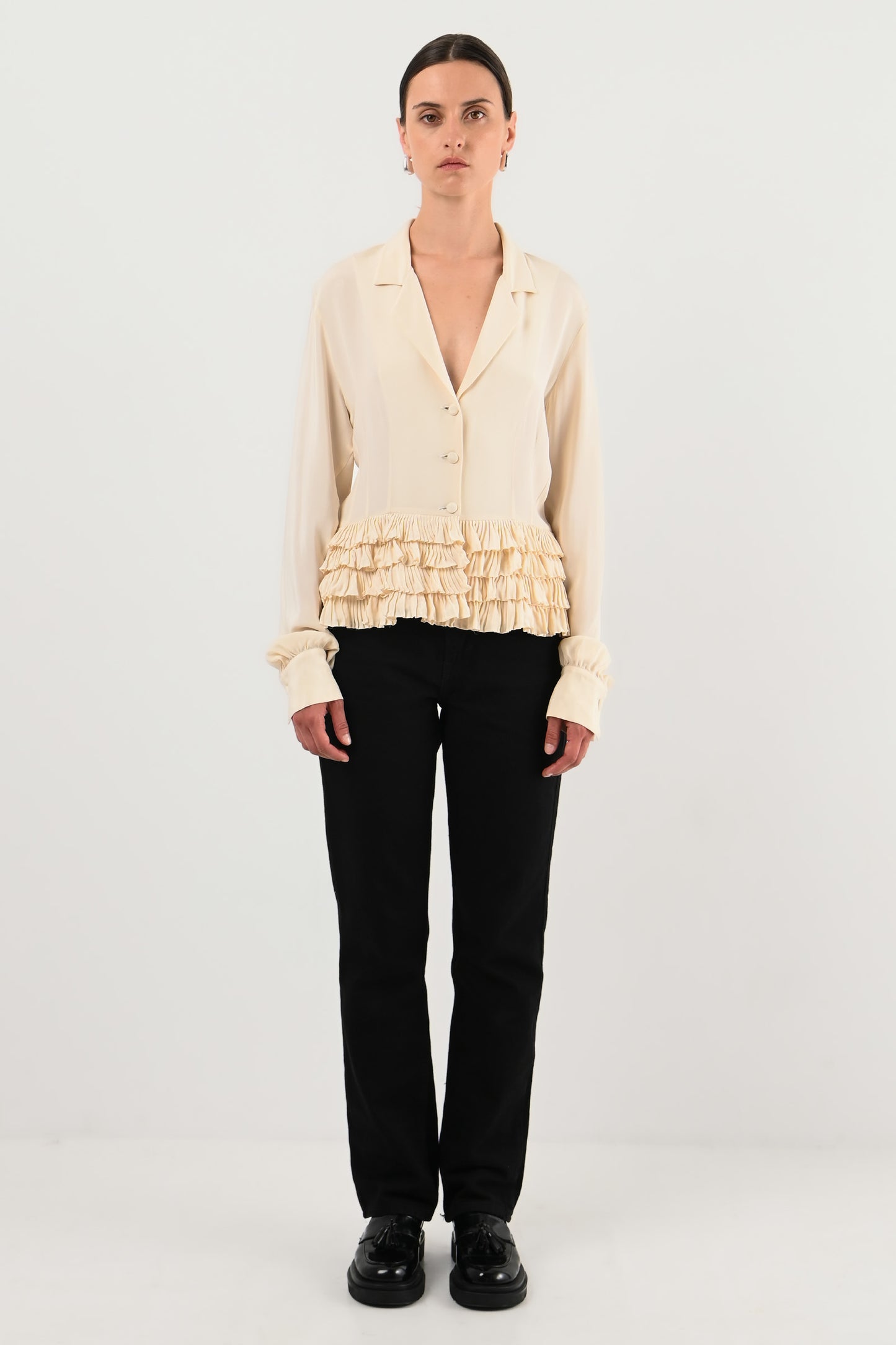 Pancaldi & B – Chemise en soie ivoire
