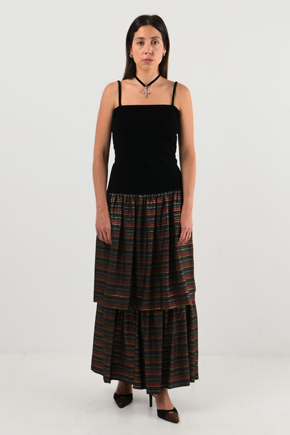 Lanvin – Robe velours & rayures métalliques