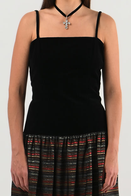Lanvin – Robe velours & rayures métalliques