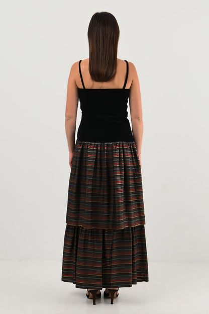 Lanvin – Robe velours & rayures métalliques