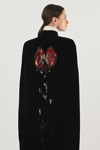 Guy Laroche - Cape velours brodée au dos