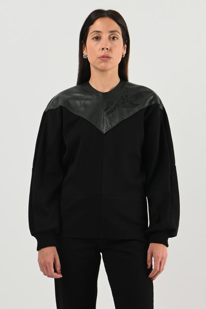 La Strada – Sweat en laine et cuir