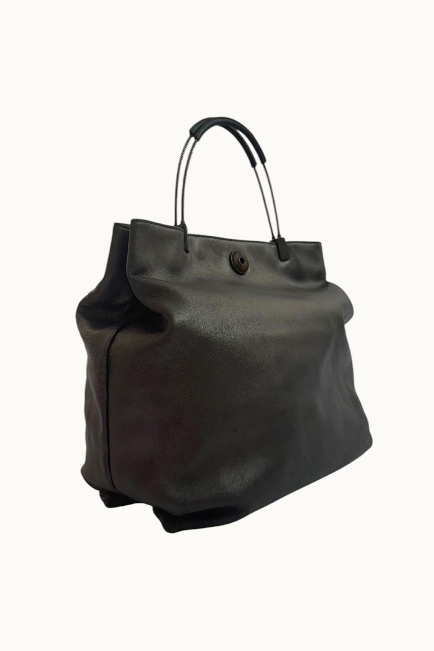 Armani – Cabas en cuir gris métallisé