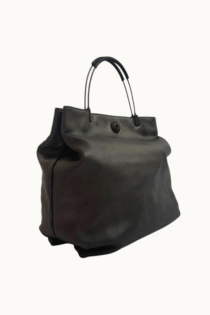 Armani – Cabas en cuir gris métallisé