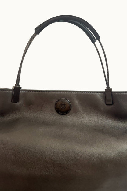 Armani – Cabas en cuir gris métallisé