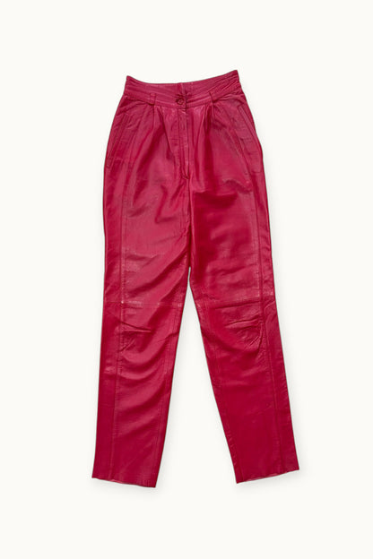 Vintage - Pantalon en cuir rouge