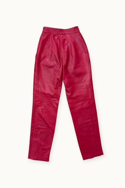 Vintage - Pantalon en cuir rouge