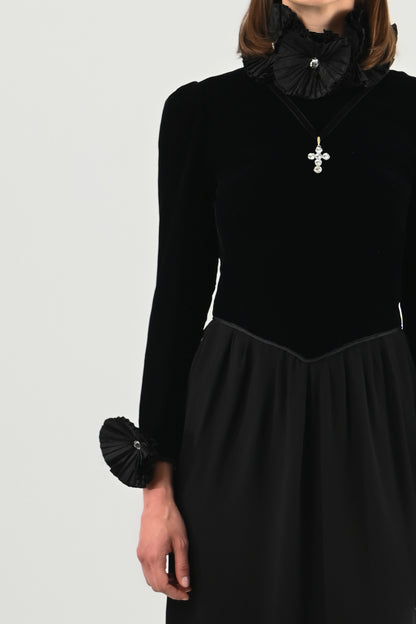 Nina Ricci - Robe noire velours & jupe fluide