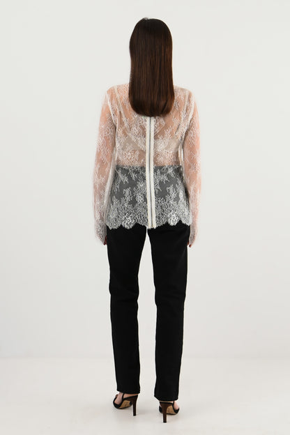 Off-White - Blouse en dentelle blanche