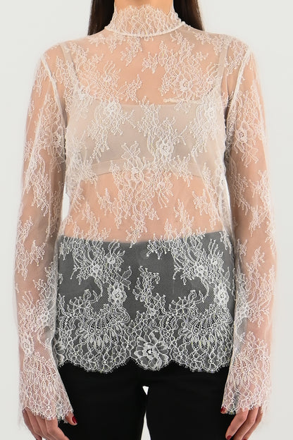 Off-White - Blouse en dentelle blanche
