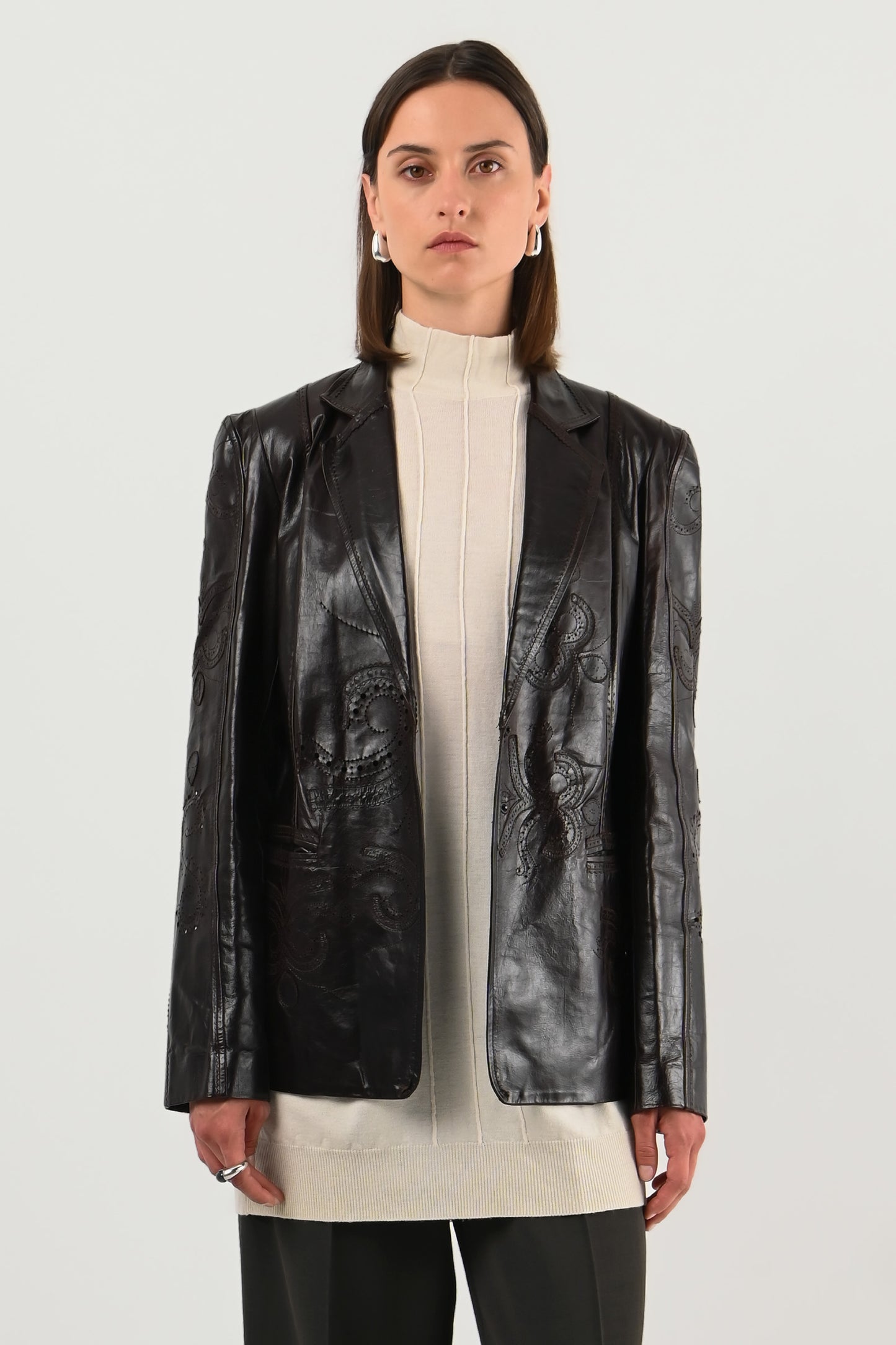 Kenzo Paris – Veste en cuir ajouré