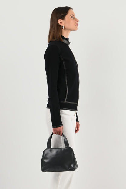 Prada – Sac à main en cuir gris anthracite