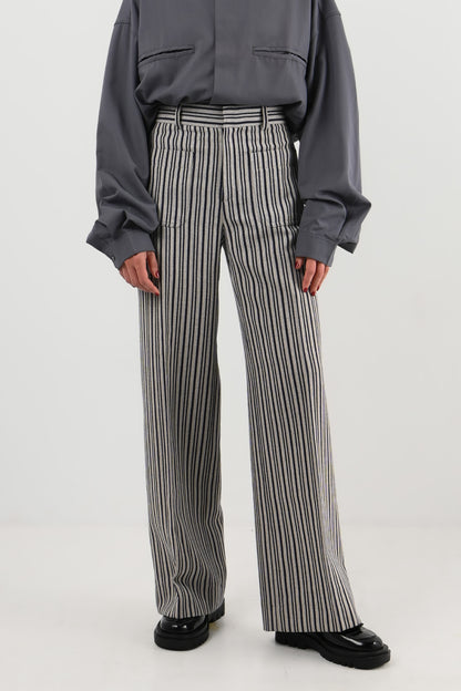 Christian Dior – Pantalon large en laine rayée