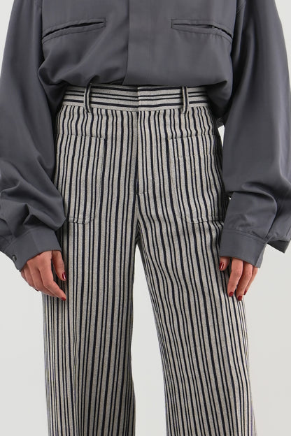Christian Dior – Pantalon large en laine rayée