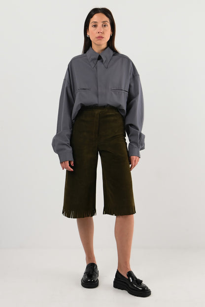 YSL Rive Gauche – Bermuda en daim à franges