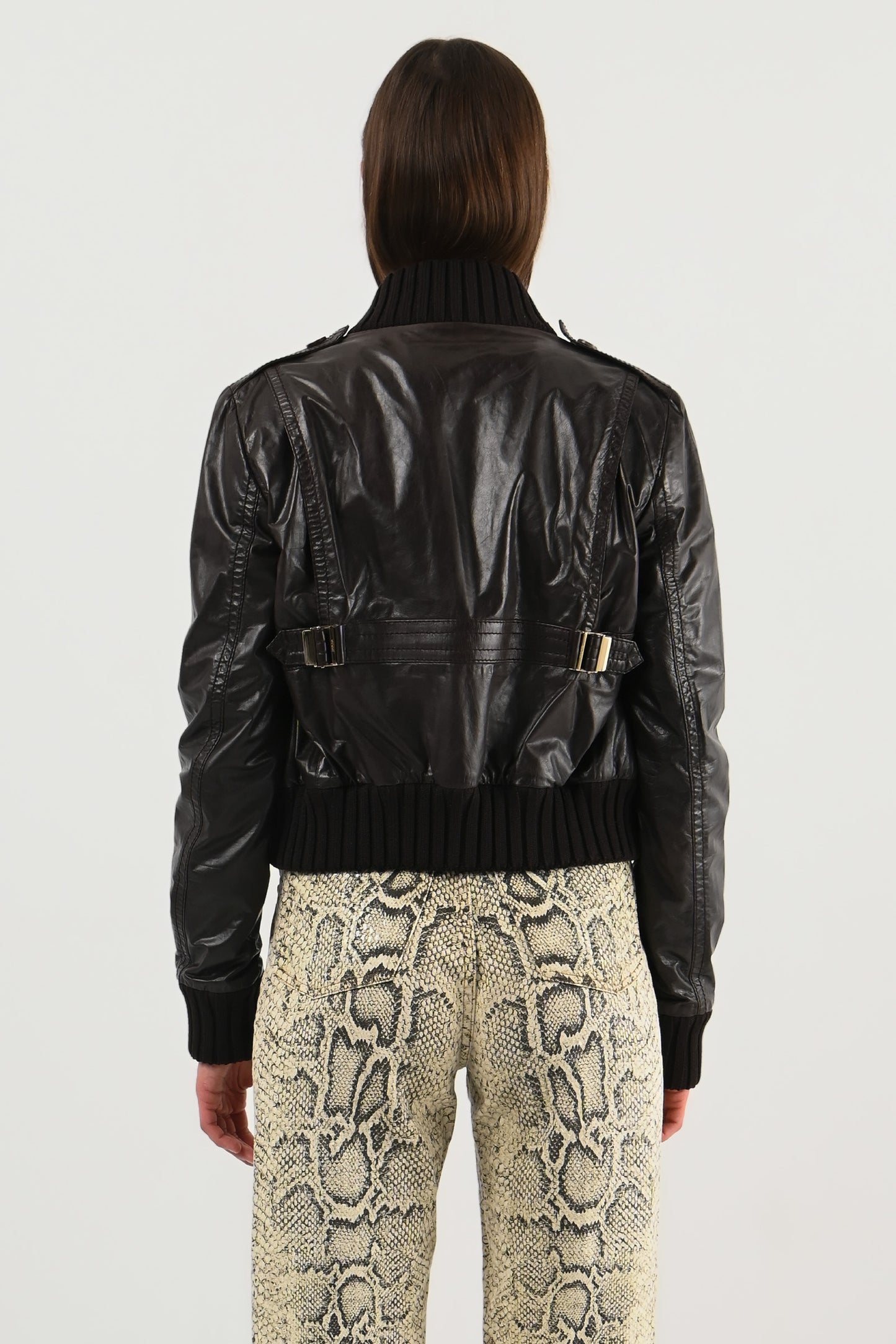 Gucci – Veste en cuir chocolat