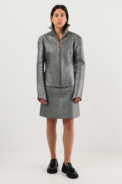 Fendi – Jupe en cuir métallisé