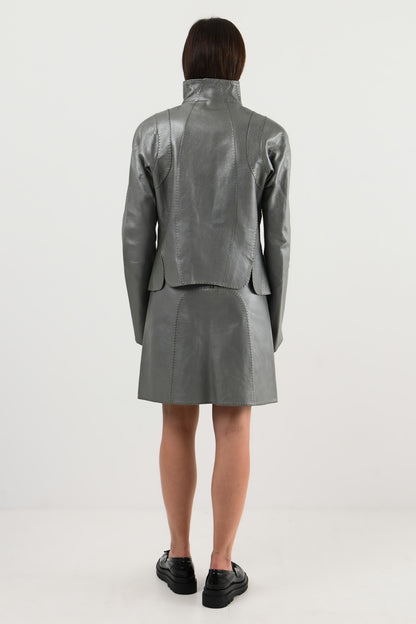 Fendi – Veste en cuir métallisé