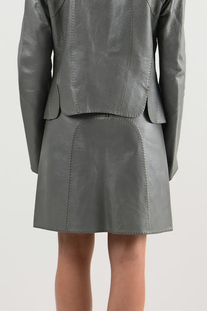 Fendi – Jupe en cuir métallisé