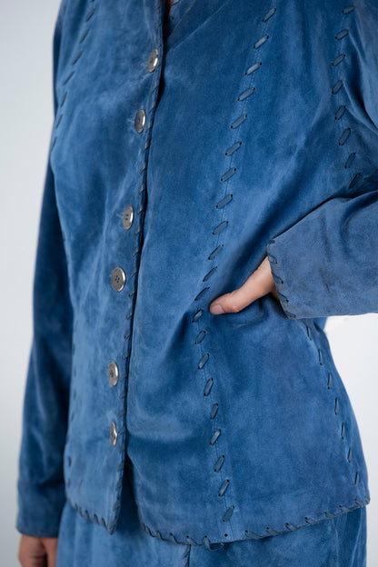 Saint Laurent Rive Gauche — Ensemble en cuir suédé lacé