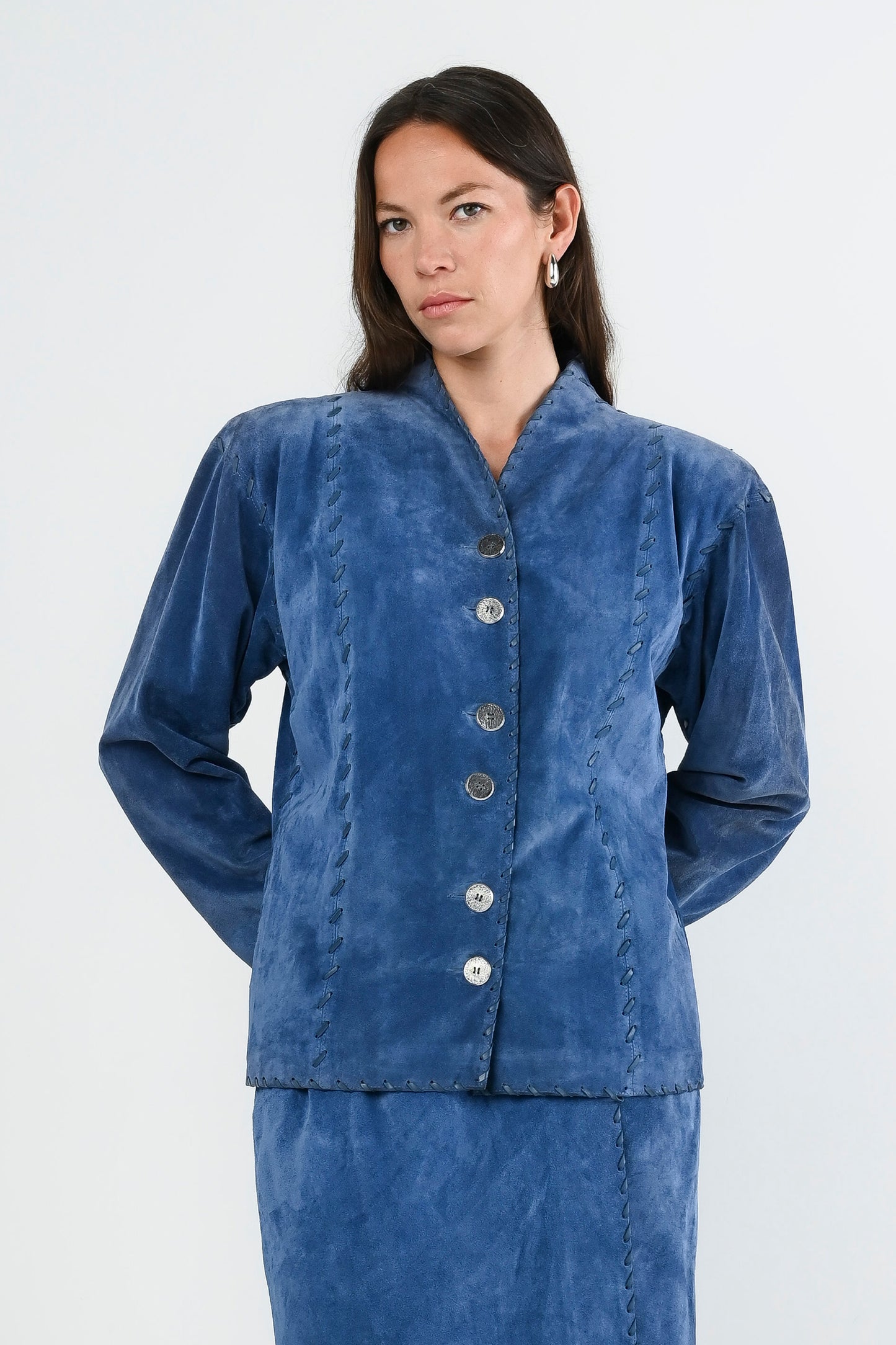 Saint Laurent Rive Gauche — Ensemble en cuir suédé lacé