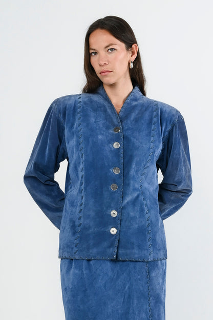 Saint Laurent Rive Gauche — Ensemble en cuir suédé lacé