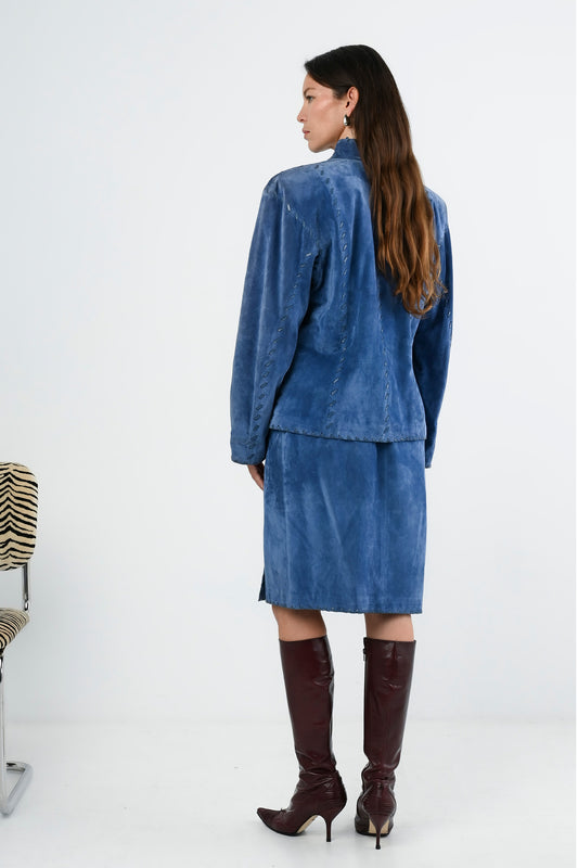 Saint Laurent Rive Gauche — Ensemble en cuir suédé lacé