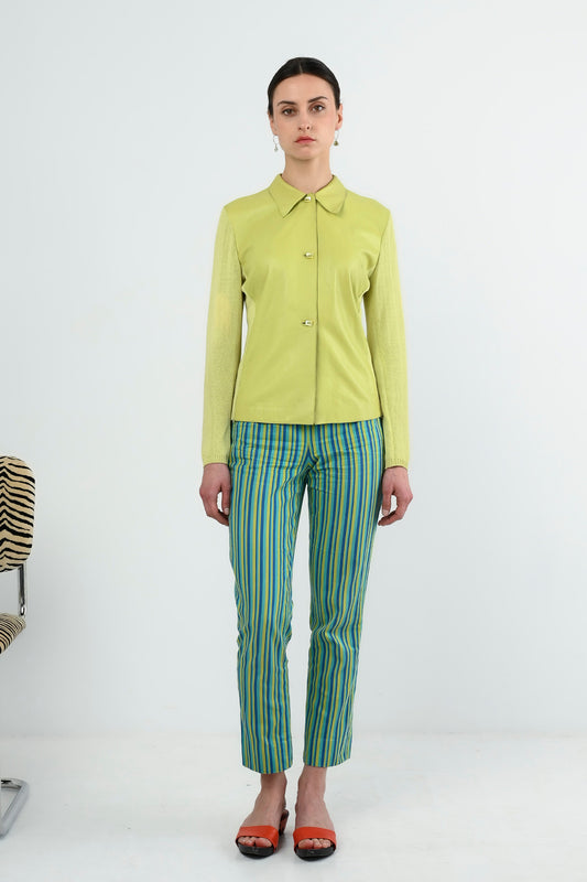Vintage - Pantalon rayé ajusté