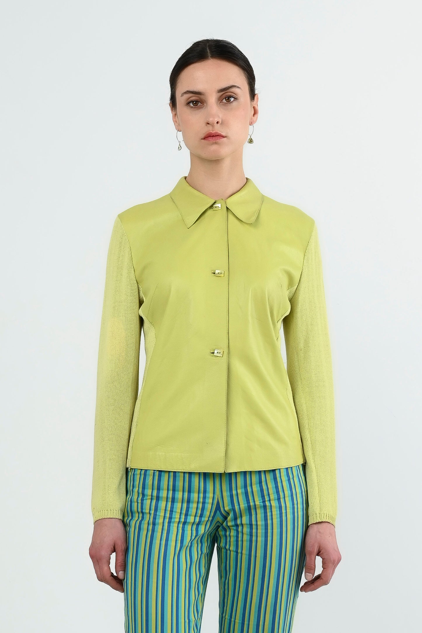 Gianfranco Ferré Studio — Veste bimatière cuir et maille
