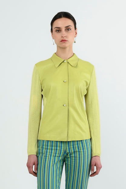 Gianfranco Ferré Studio — Veste bimatière cuir et maille
