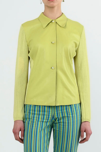 Gianfranco Ferré Studio — Veste bimatière cuir et maille