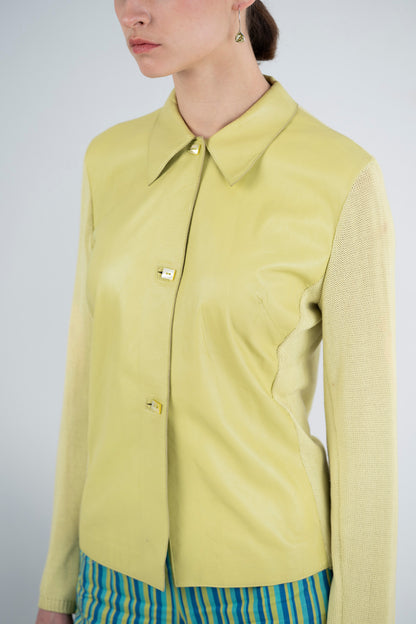 Gianfranco Ferré Studio — Veste bimatière cuir et maille