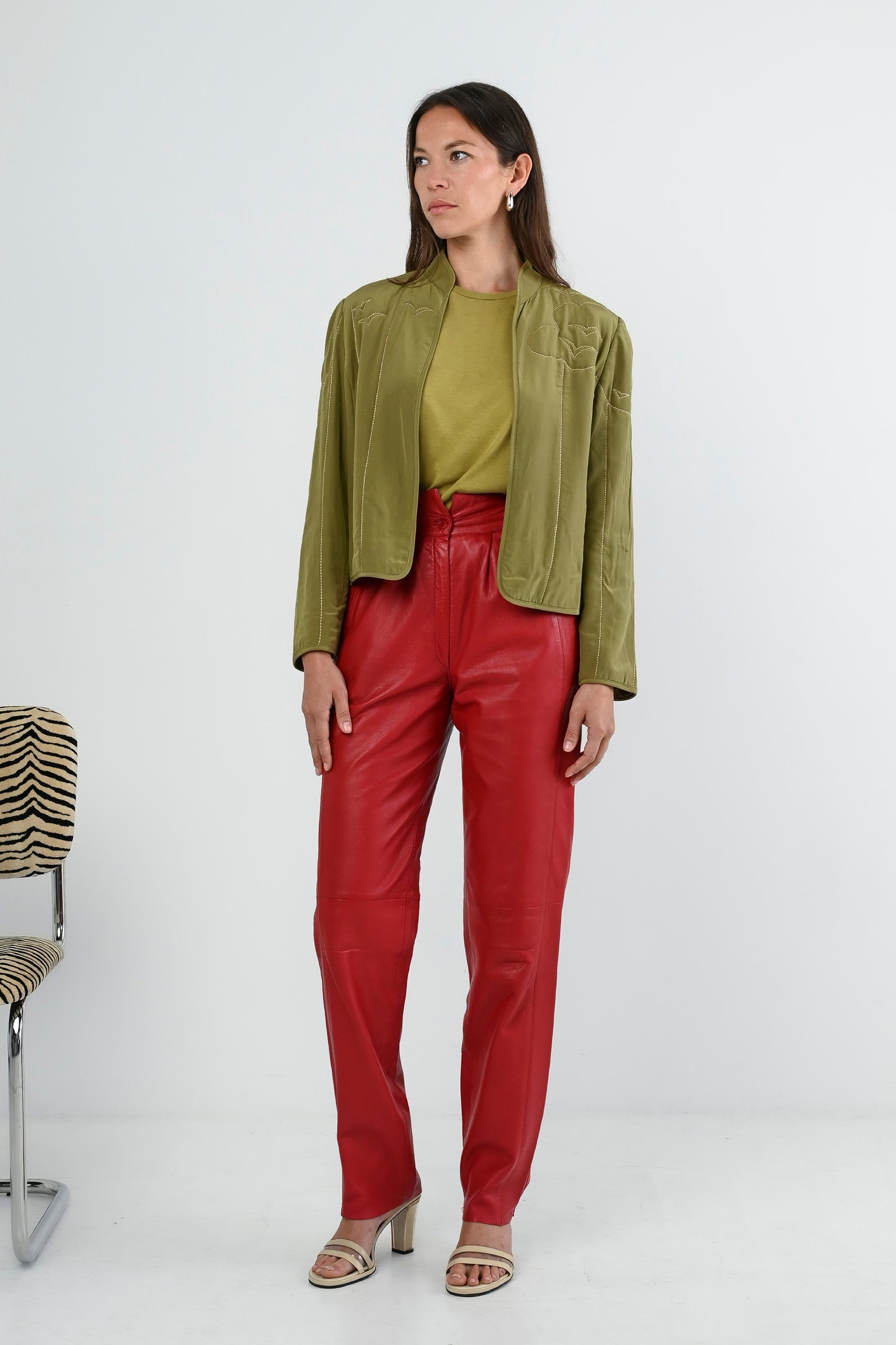 Vintage - Pantalon en cuir rouge
